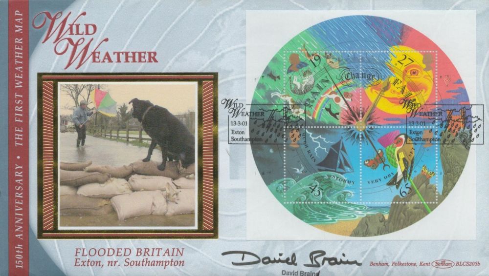 Lot 480: David Brain signed Wild Weather FDC. 13/3/01 Exton...