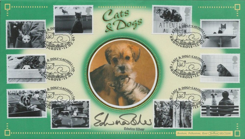 Lot 484: Edwina Silver signed Cats and Dogs FDC. 13/2/02...
