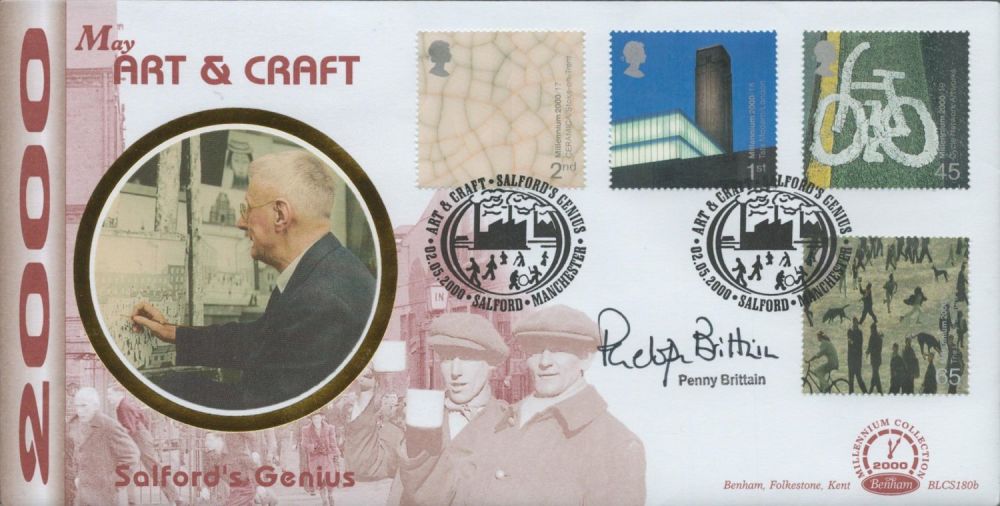 Lot 486: Penny Brittain signed Art and Craft FDC. 2/5/00...