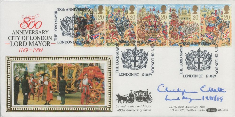 Lot 496: Lord Mayor of London 1988/89 signed Lord Mayor...