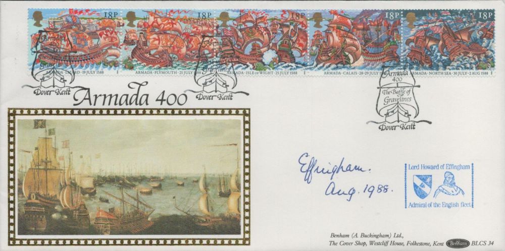 Lot 498: Lord Howard of Effingham signed Armada 400 FDC....