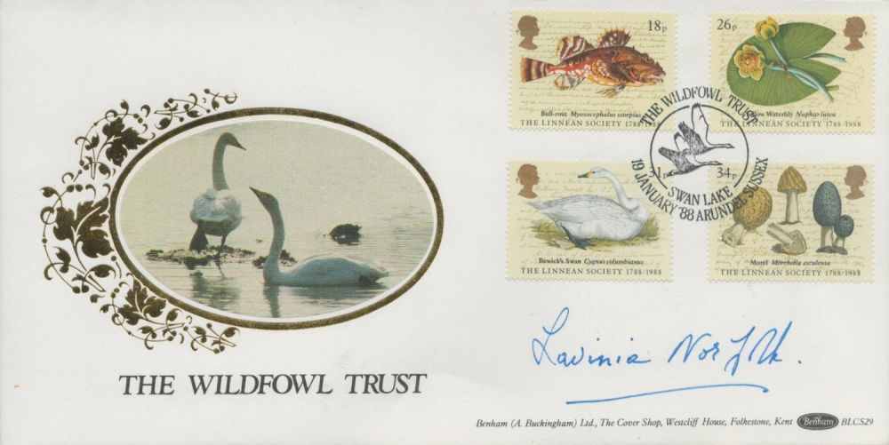 Lot 505: Lavinia Norfolk signed Wildfowl Trust FDC. 19/1/88 Arundel...