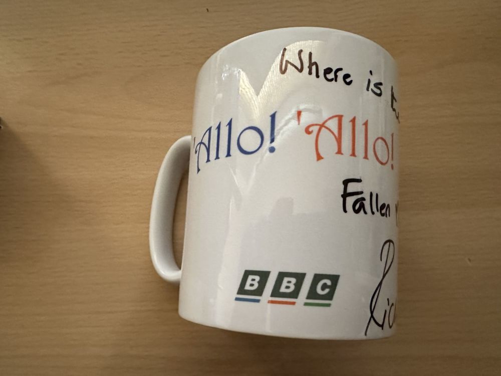 Lot 535: Allo Allo! Rare official BBC coffee/tea mug, dedicated...