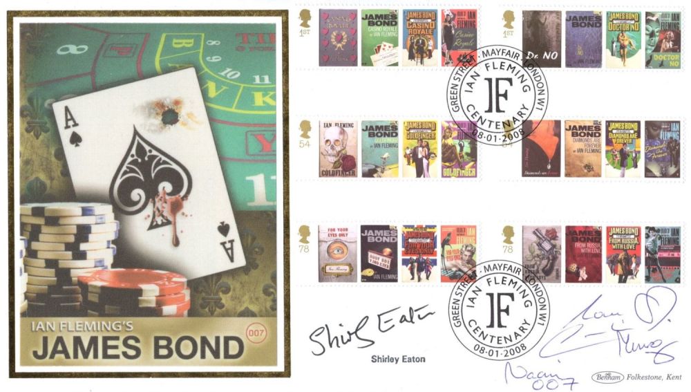 Lot 573: 007 James Bond Benham FDC signed by Goldfinger...