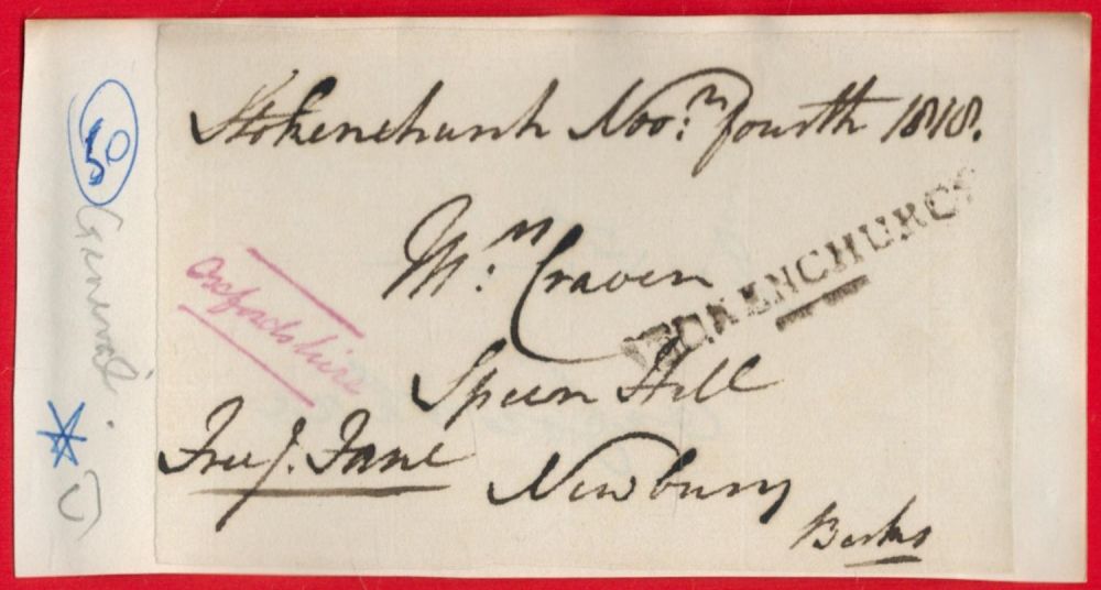 Lot 177: Free front from Baron Downes (1788 1863). Letter...