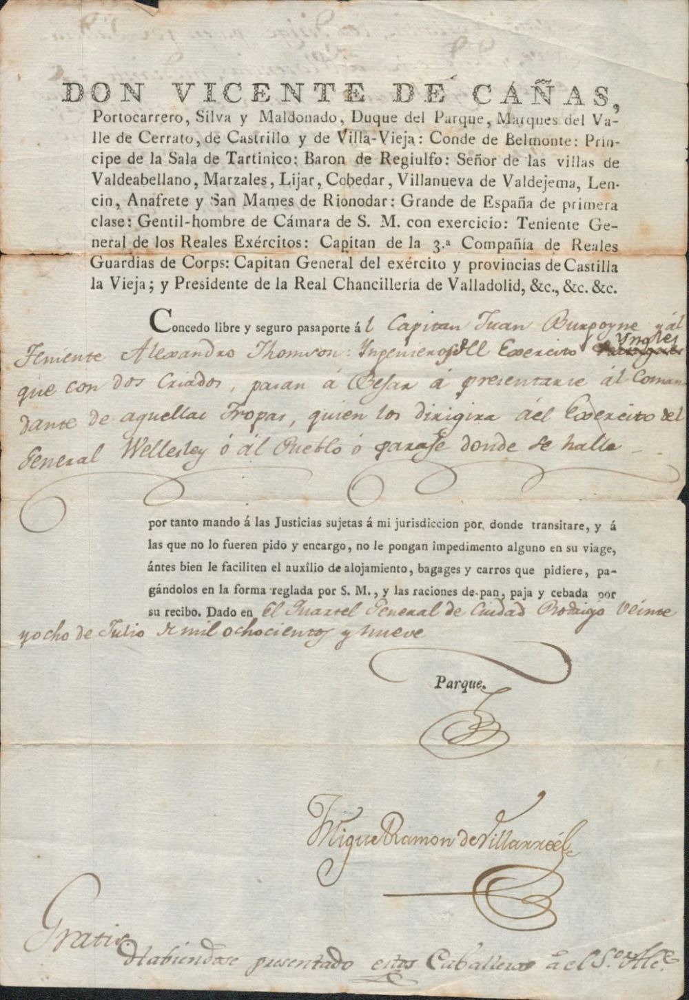 Lot 181: Free front 1823. Sir Edward Cust mounted to...