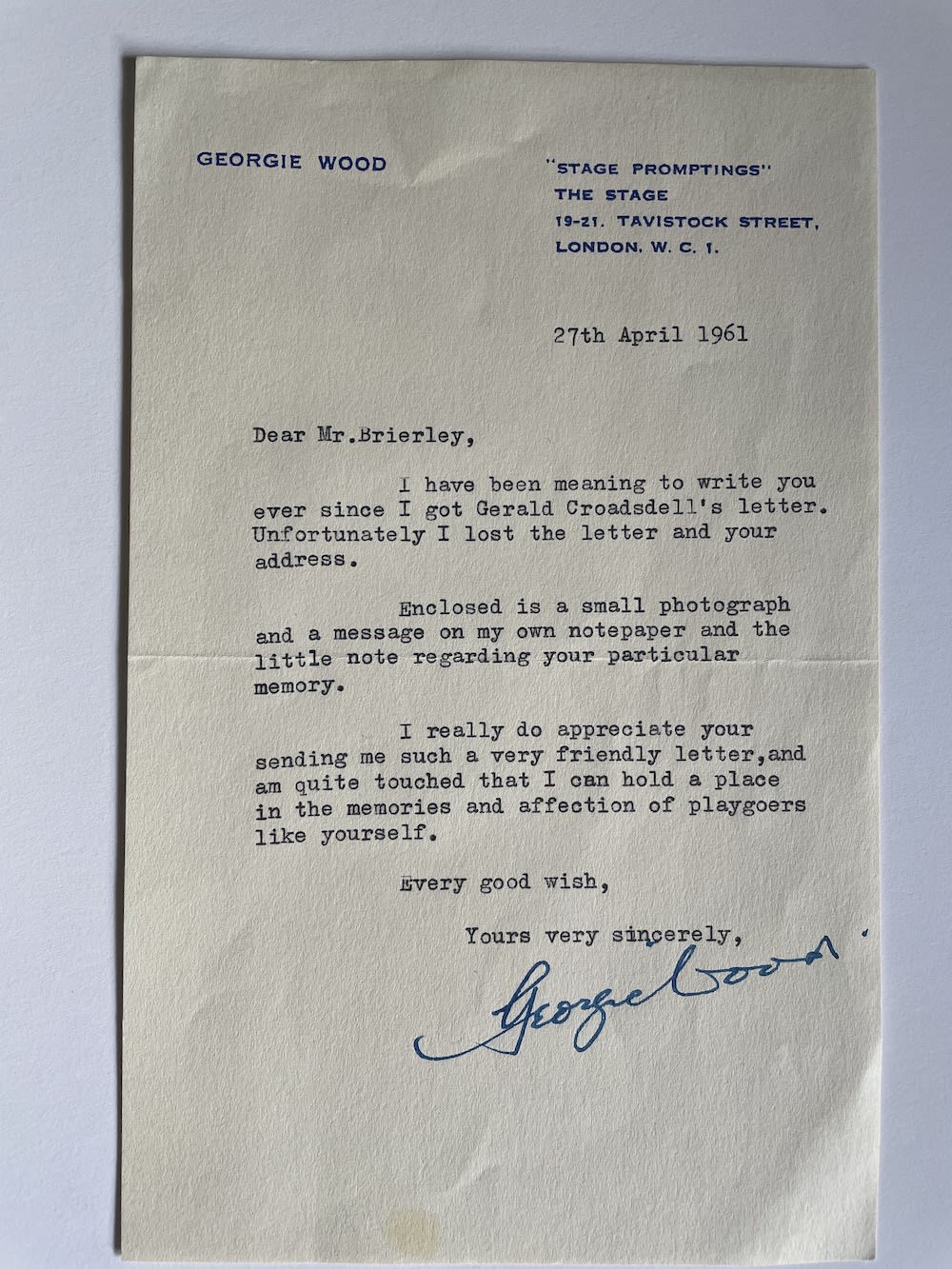 Lot 37: Wee Georgie Wood Legendary Music Hall Entertainer Signed...