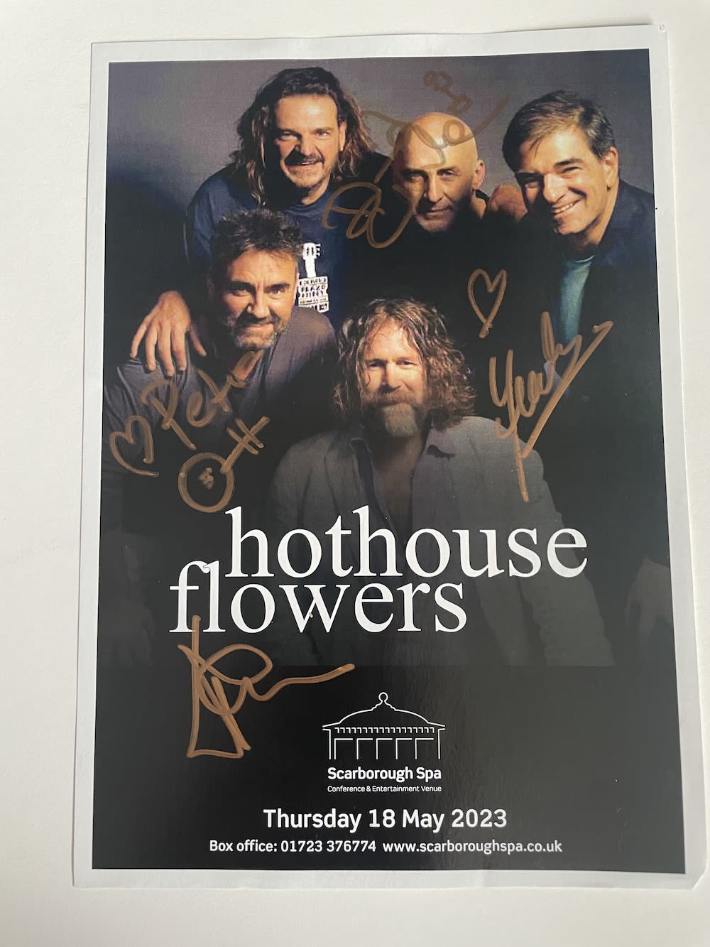 Lot 80: Hothouse Flowers Irish Rockband Signed concert Flyer. Good...
