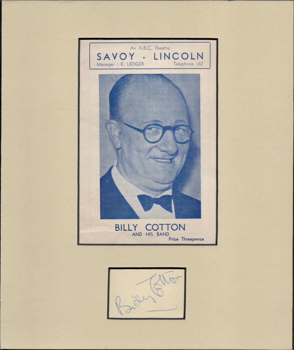 Lot 187: Mounted Signature of Billy Cotton with black and...