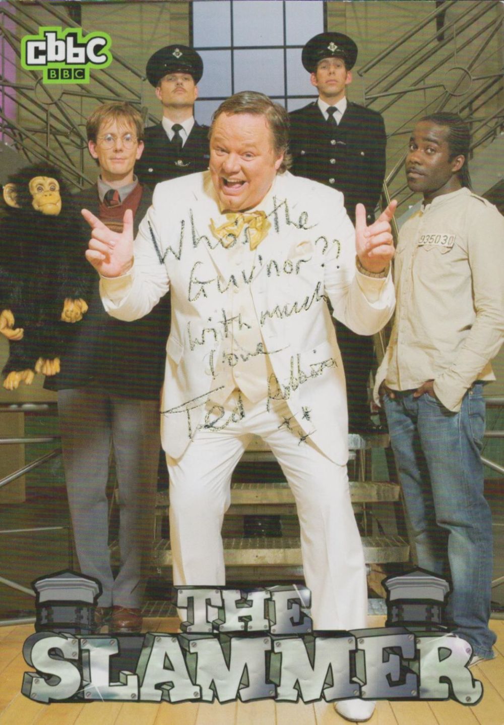 Lot 201: Ted Robbins signed The Slammer Cbbc BBC promo....