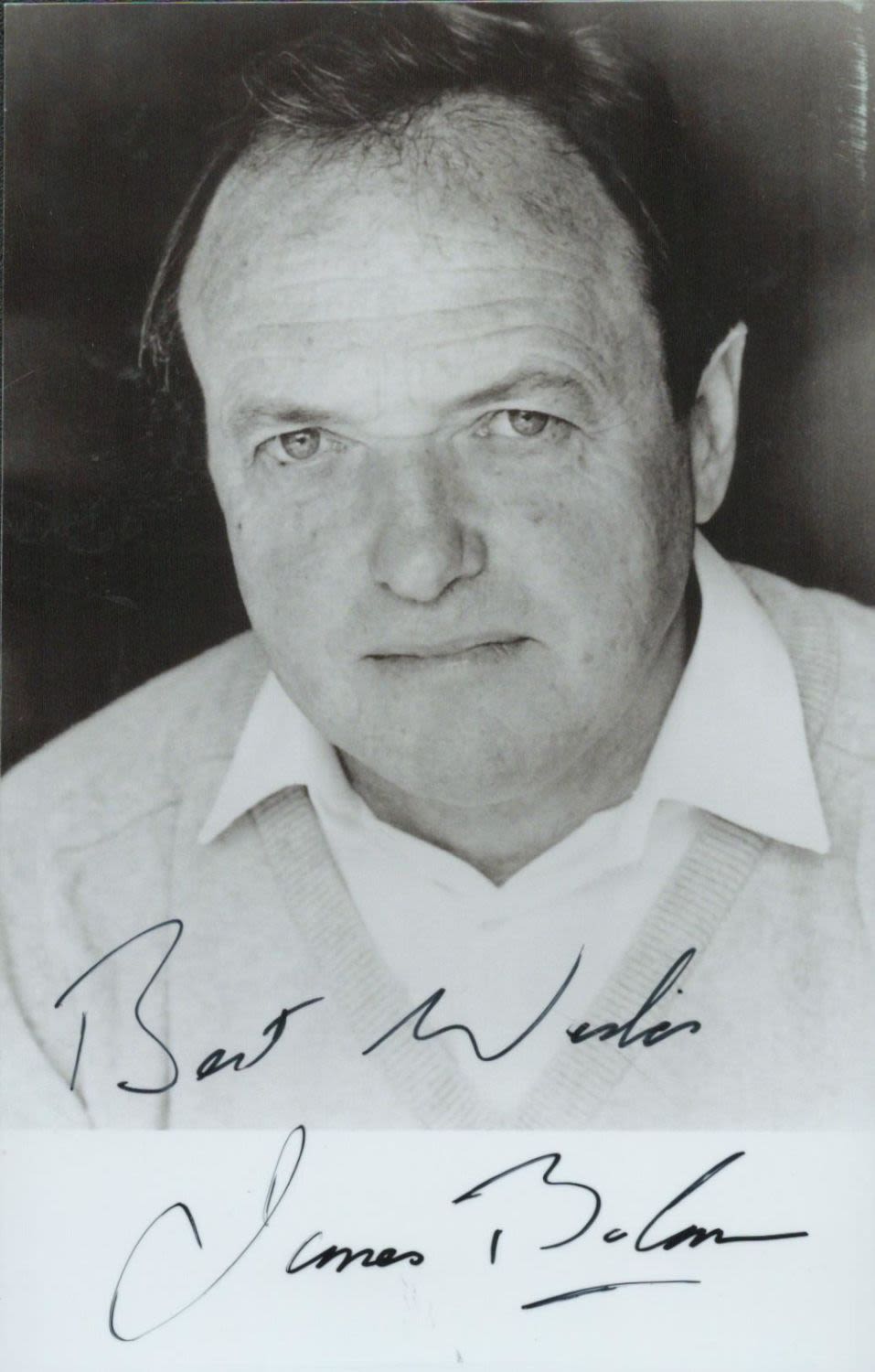 Lot 211: James Bolam signed white and black photo. An...