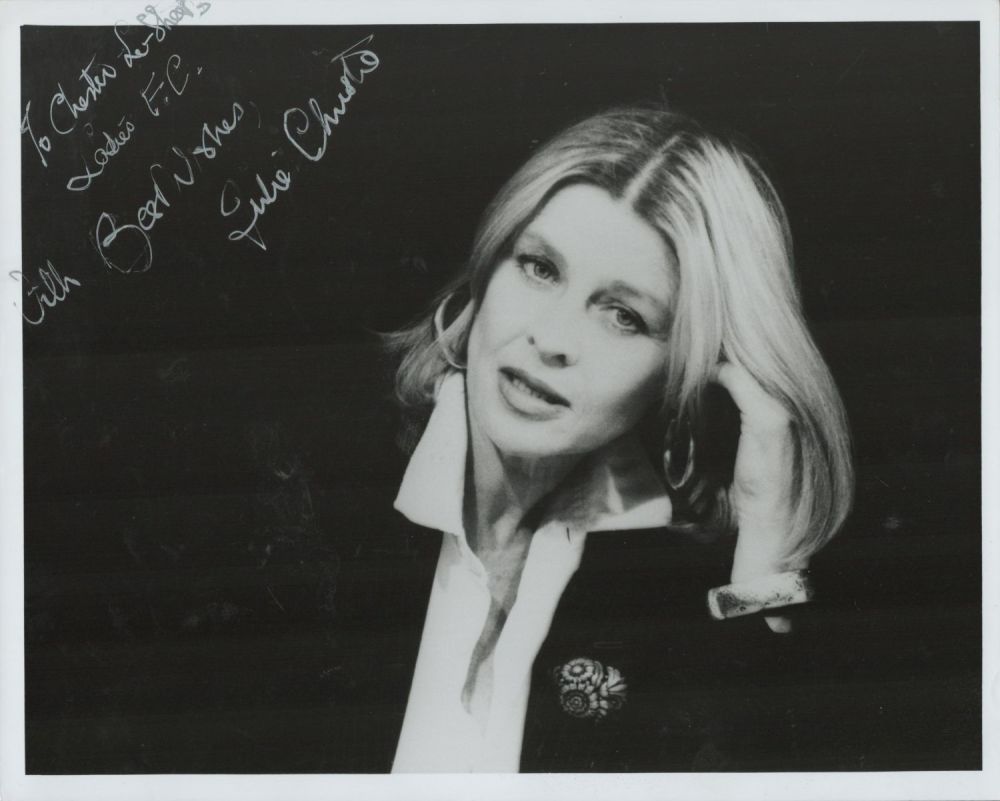 Lot 221: Julie Christie signed black and white photo. Dedicated....