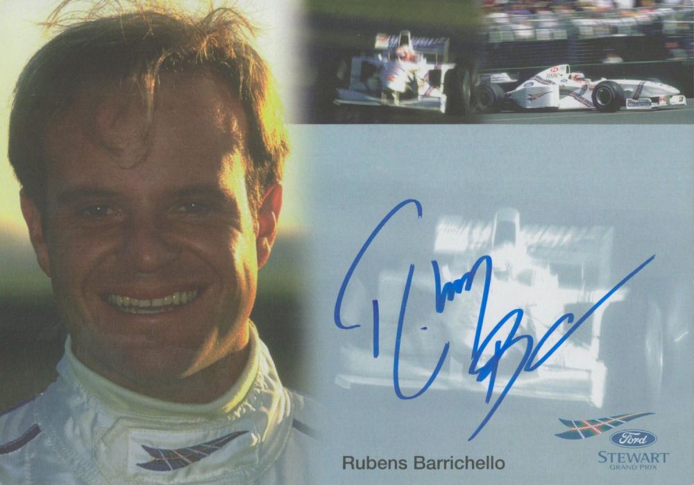 Lot 244: Rubens Barrichello signed colour picture on a card....