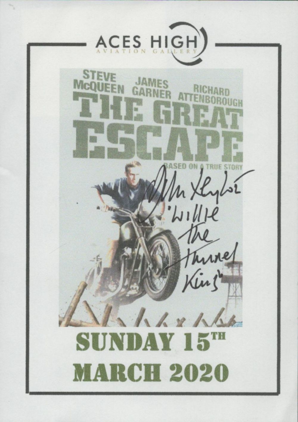Lot 259: John Leyton signed as Willie 'The Tunnel King'...