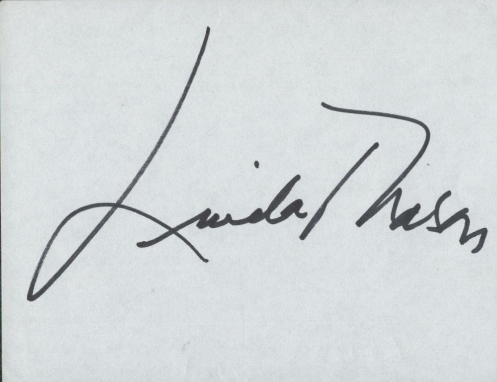 Lot 262: Linda Thorson signed autograph cut out page. Approx....