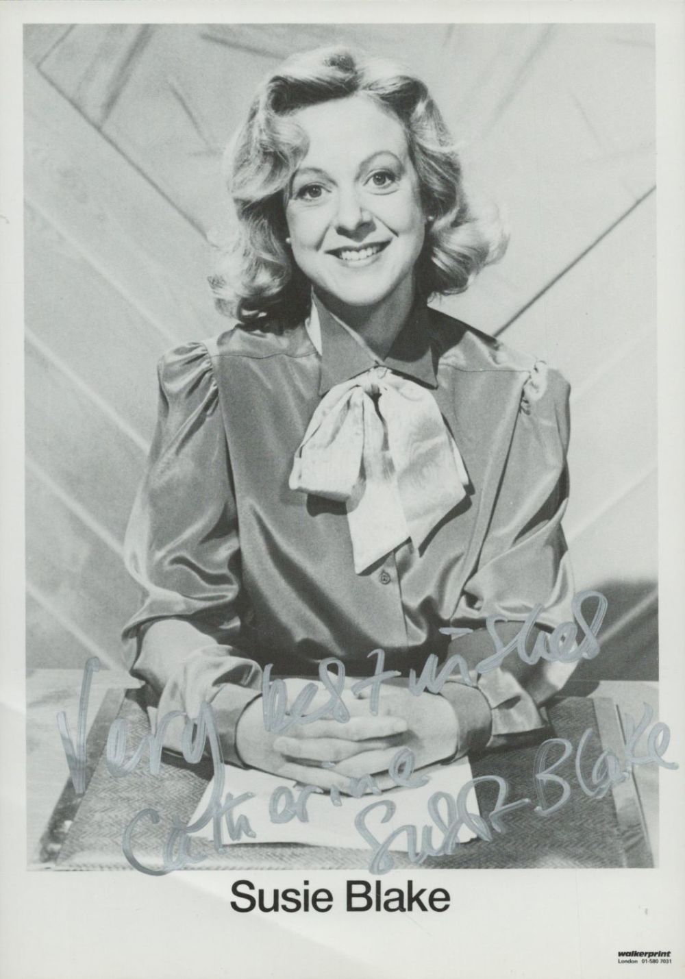 Lot 277: Susie Blake signed black and white photo. British...