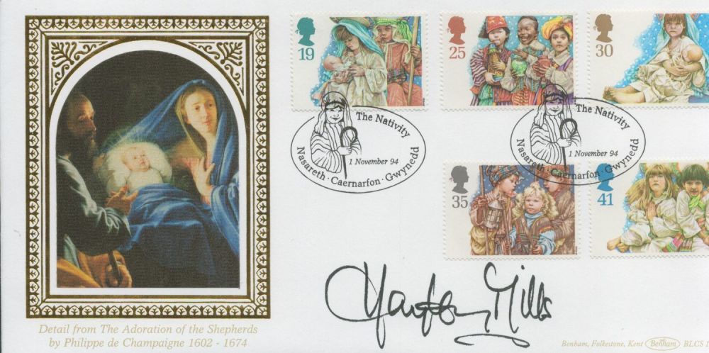 Lot 352: Hayley Mills signed Nativity FDC. 1/11/94 Nasareth postmark....