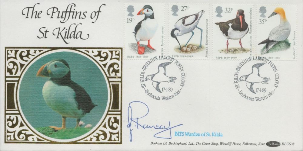 Lot 357: NTS Warden of St Kilda signed Puffins FDC....
