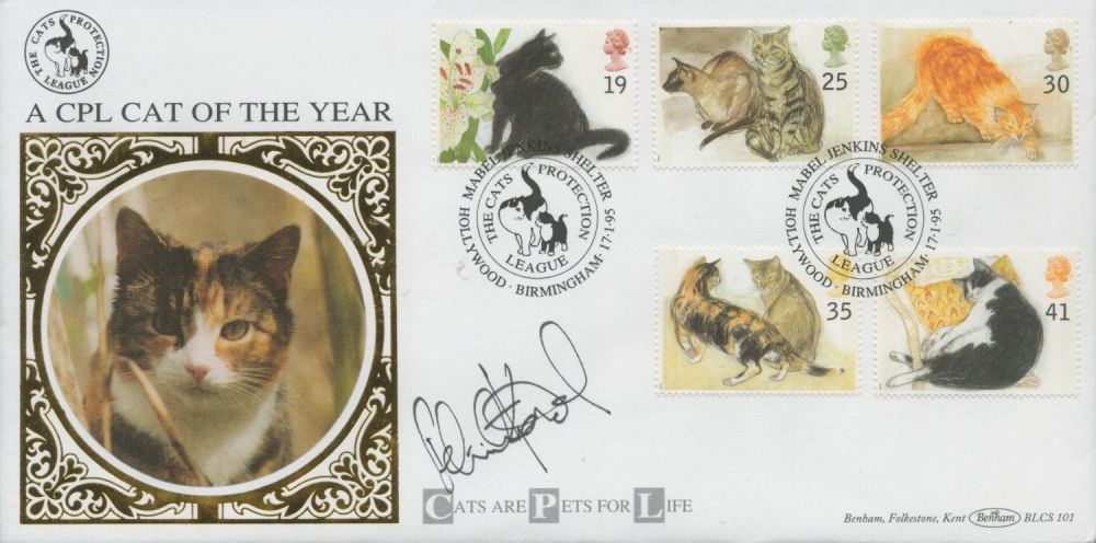 Lot 360: Felicity Kendal signed Cat protection league FDC. 17/1/95...