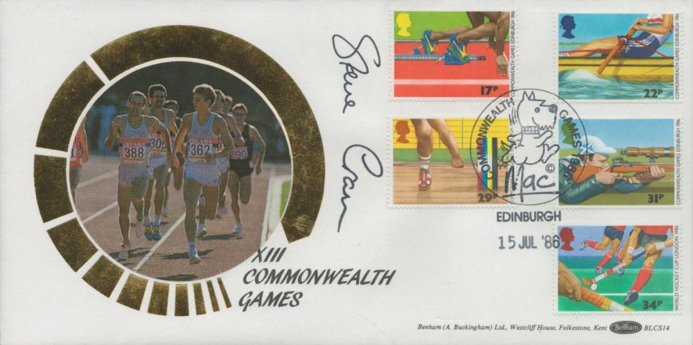 Lot 365: Steve Cram signed XIII Commonwealth Games FDC. 15/7/86...