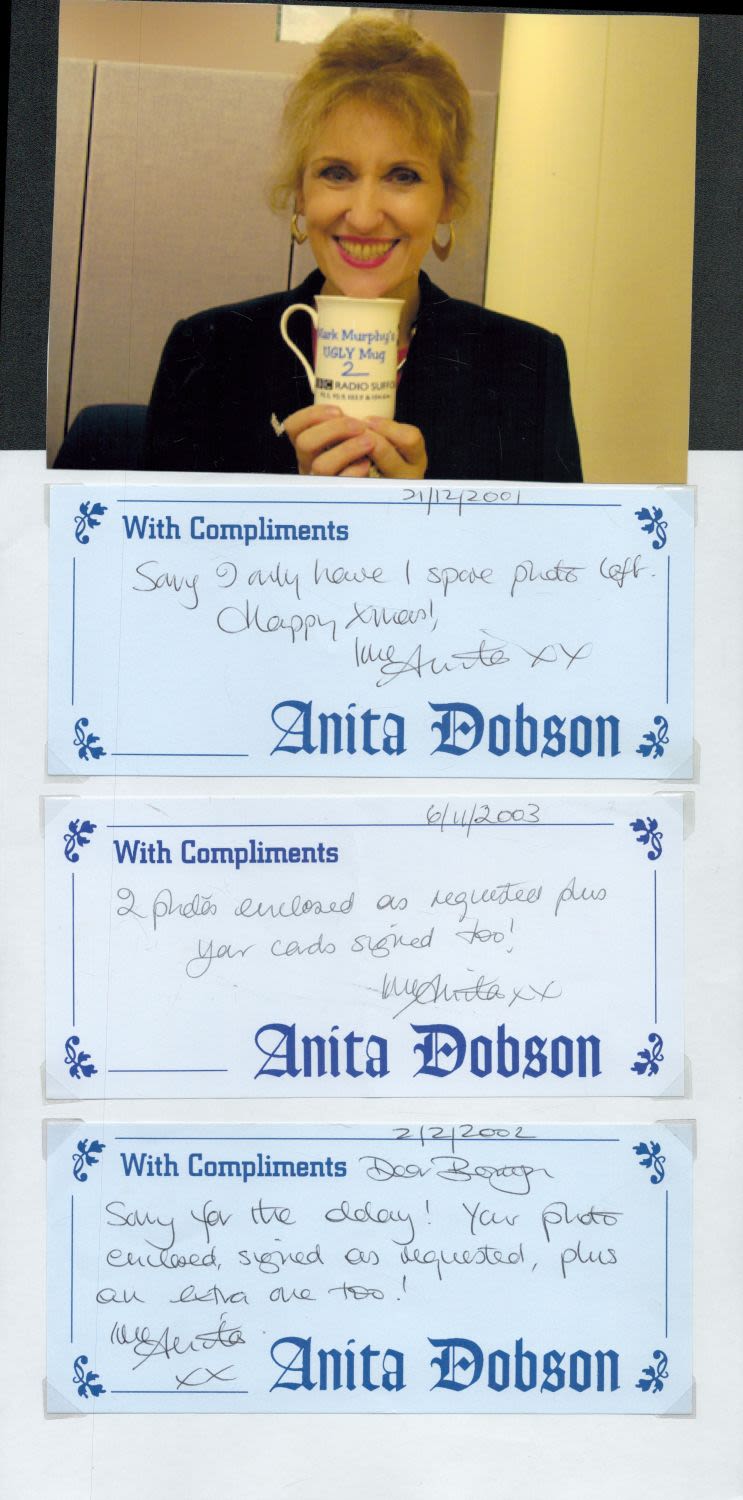 Lot 375: Anita Dobson 3 x Signed With Compliments Slips...