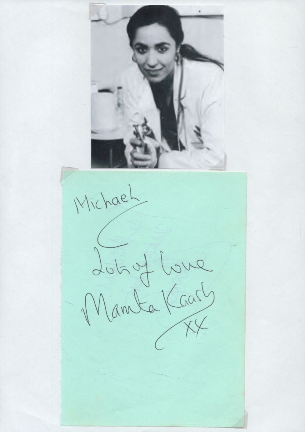 Lot 399: Mamta Kaash Signed Large autograph page (dedicated) approx...