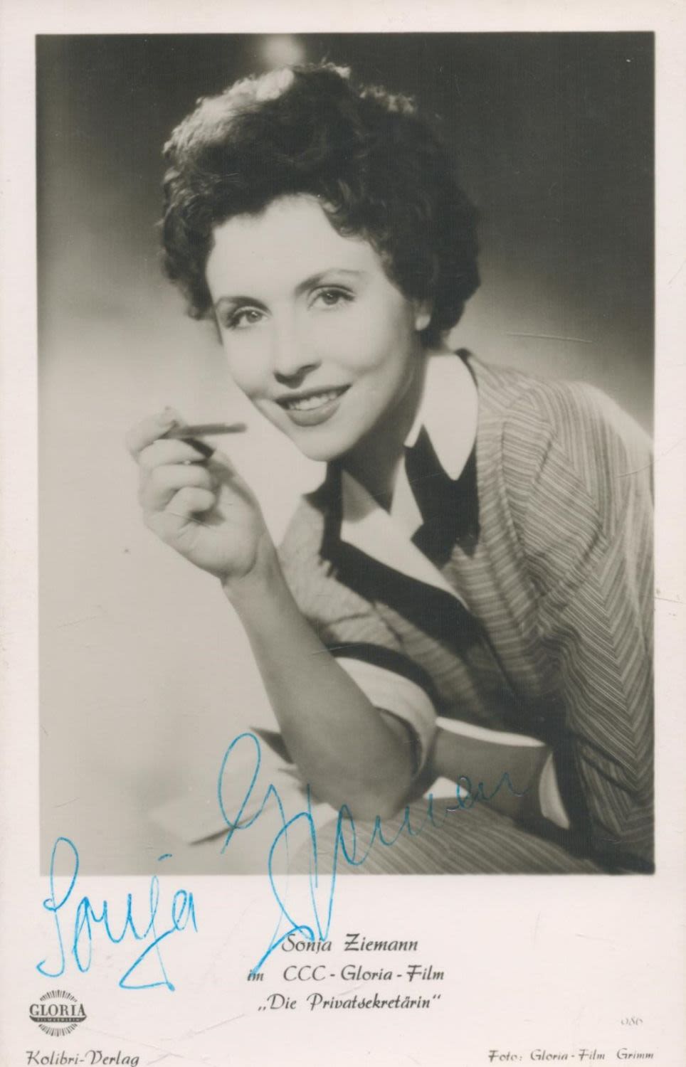 Lot 525: Sonja Ziemann Signed (Black and White) Promo Postcard...