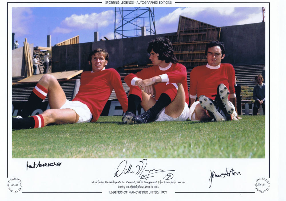 Lot 542: Autographed Man United 1971 16 X 12 Limited...