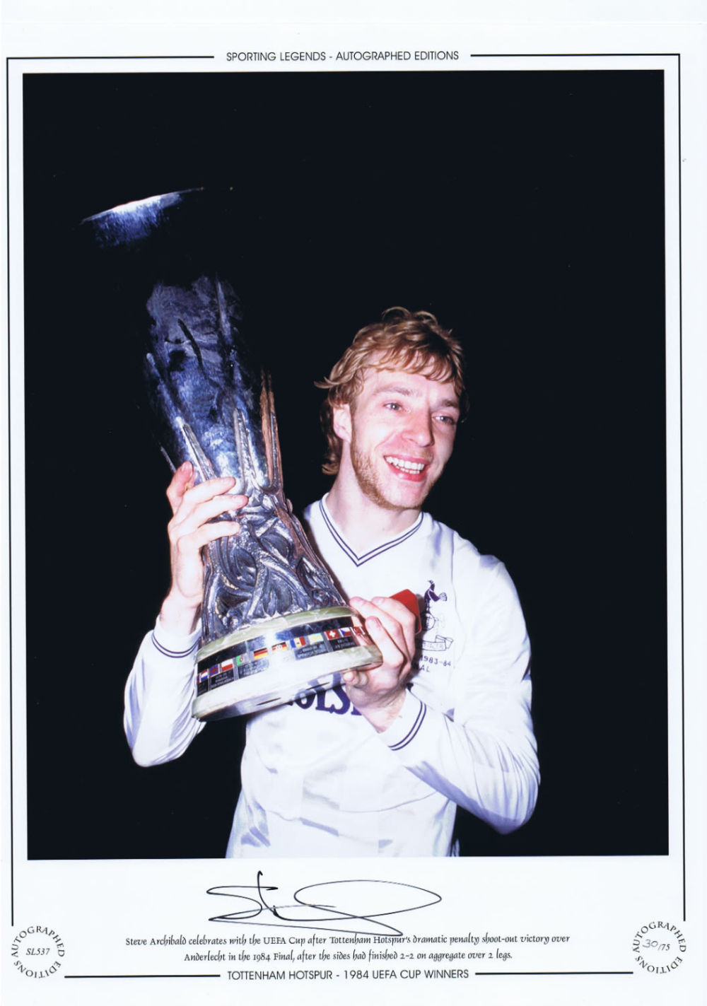 Lot 545: Autographed Steve Archibald 16 X 12 Limited Edition:...