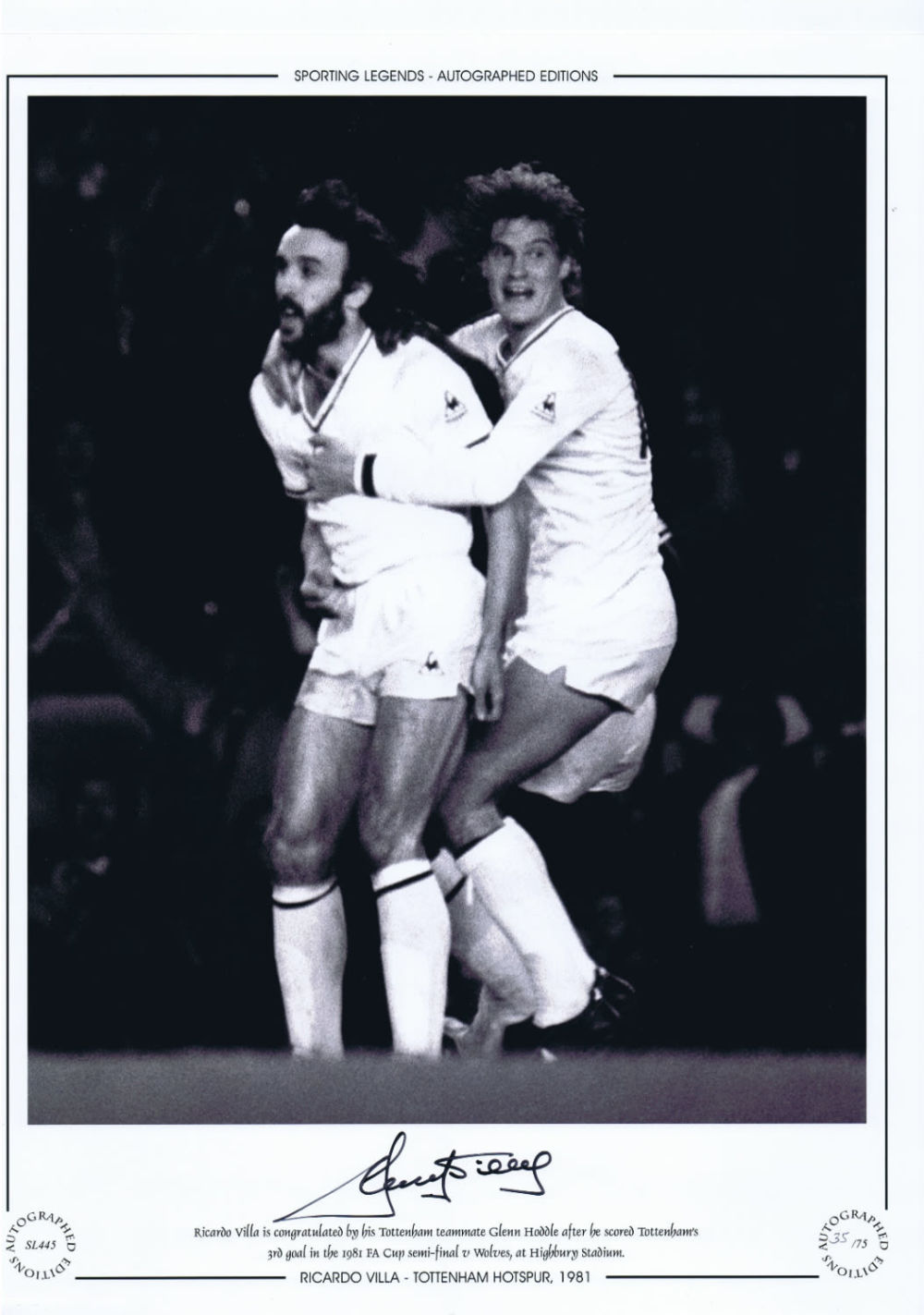 Lot 547: Autographed Ricky Villa 16 X 12 Limited Edition:...