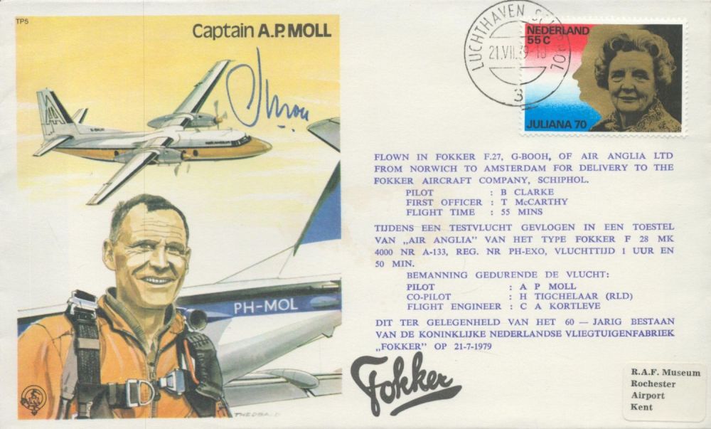 Lot 583: Cpt Moll Signed and Flown FDC Captain A.P....