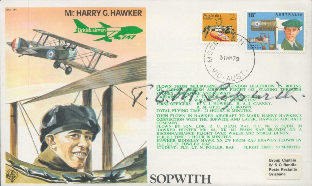 Lot 588: Tom Sopwith Signed and Flown FDC Mr Harry...