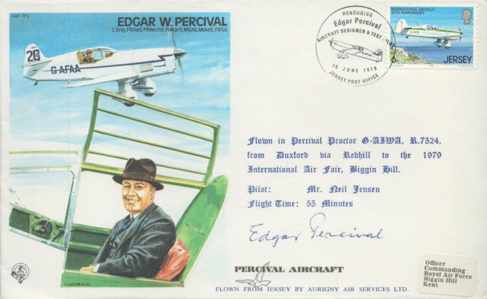 Lot 589: Edgar Percival Signed and Flown FDC Edgar W...