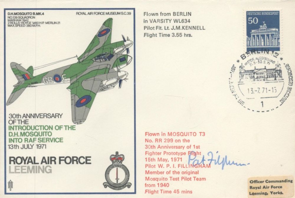 Lot 593: Pat Fillingham Signed and Flown FDC 30th Anniversary...
