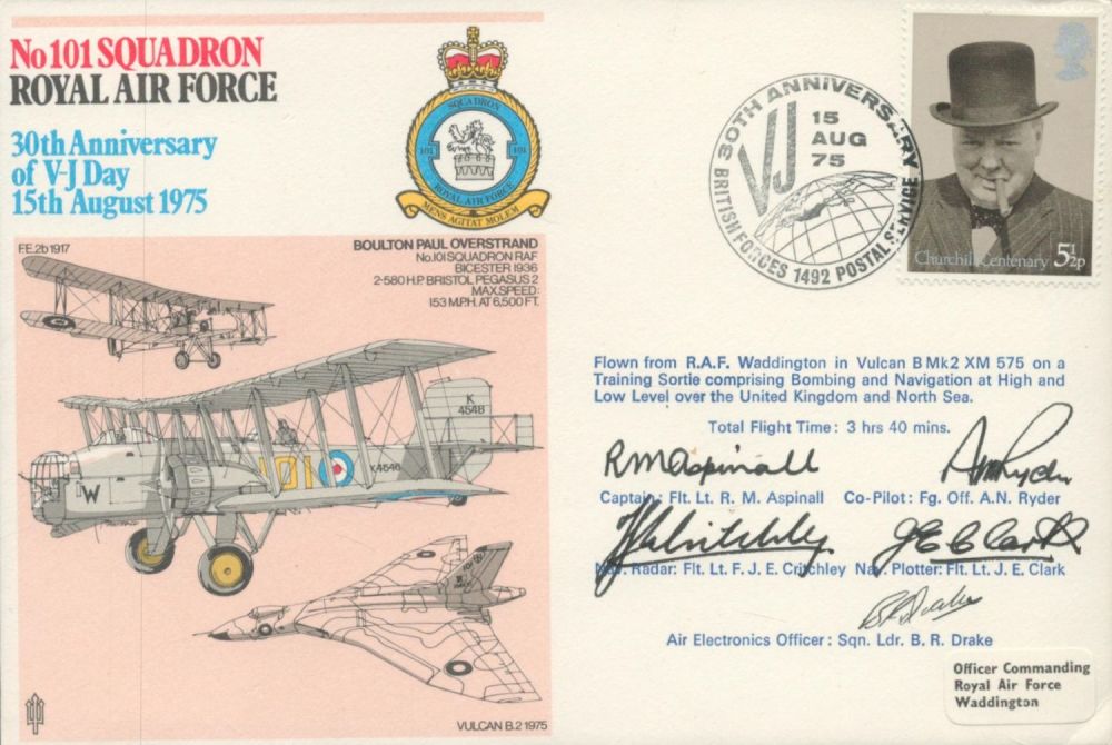 Lot 629: 101 Squadron Multi Signed by 5 including Captain...