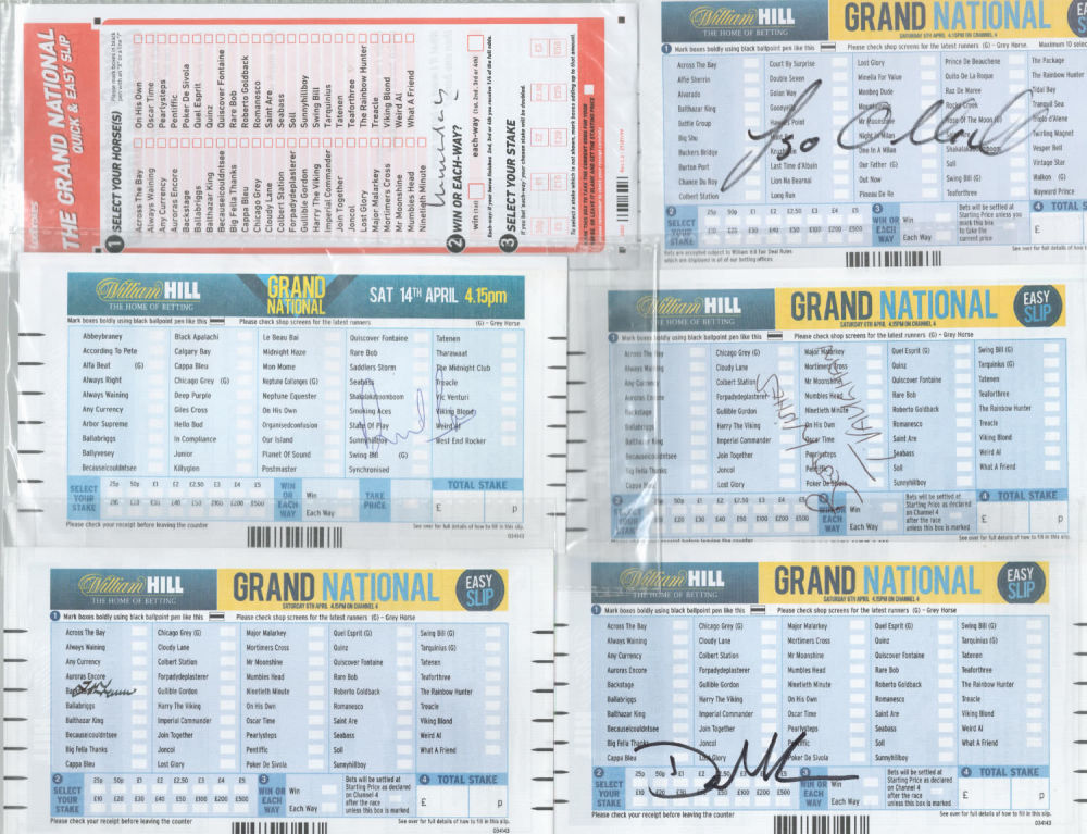 Lot 663: 29 signed Horse Racing Betting Slips. Signed by,...