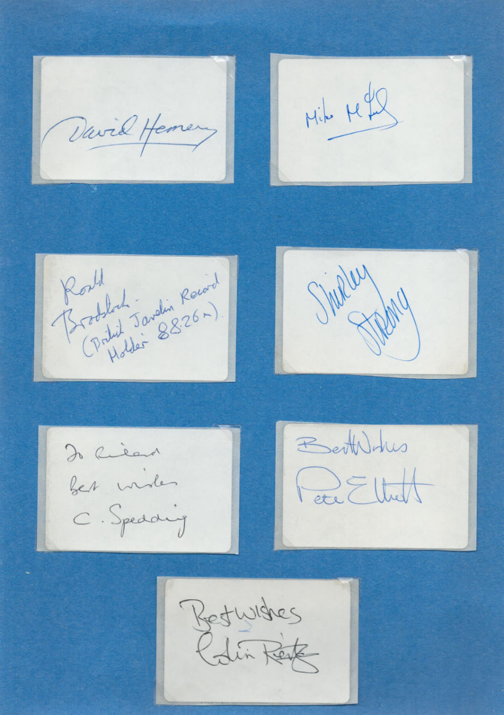Lot 666: 7 Athletic Signed Labels attached to A4 Blue...