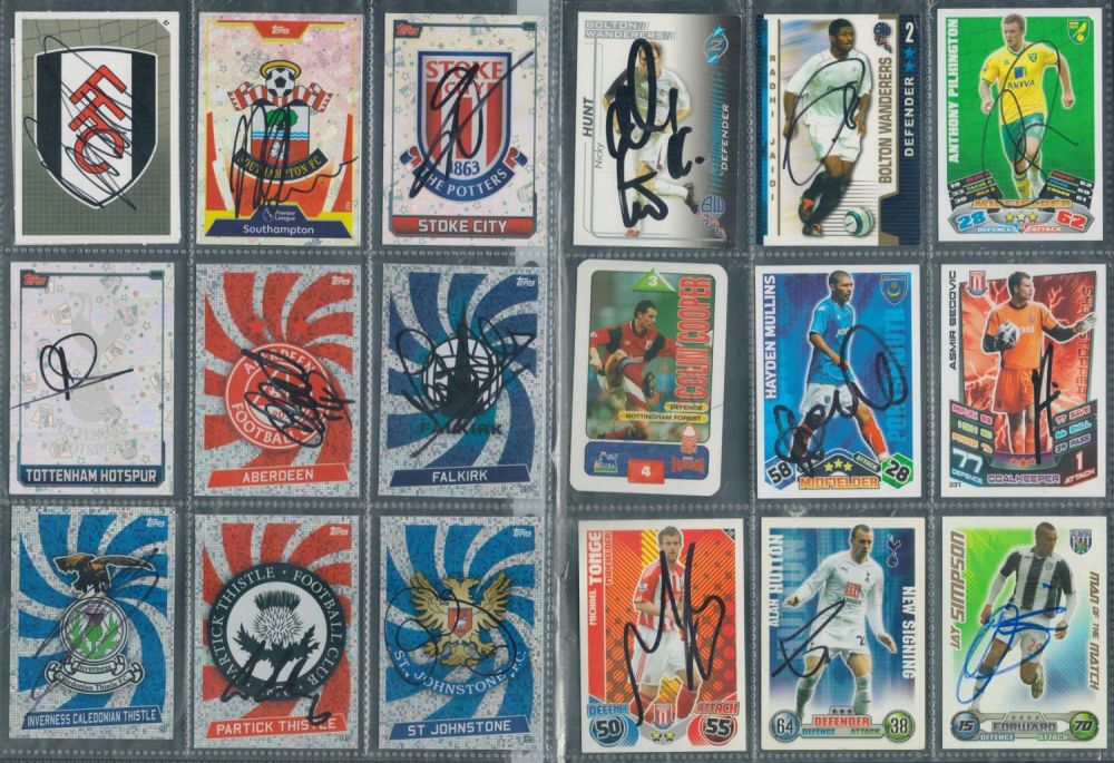 Lot 688: Football Trading card collection. Contains 18 signed cards....