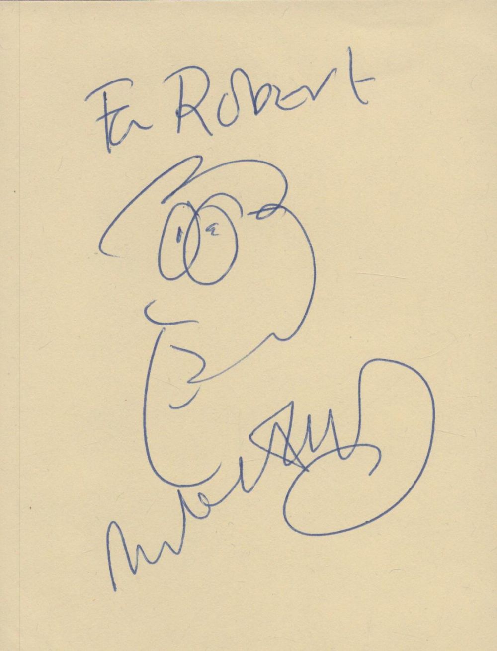Lot 709: Mike Harding signed album page with doodle. Good...