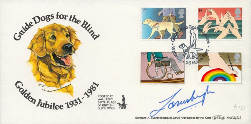 Lot 673: Lord Roxburgh Signed Benham FDC Guide Dogs for...