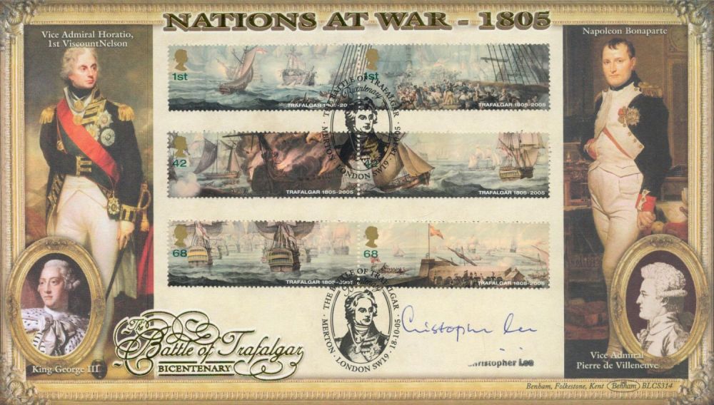 Lot 680: Christopher Lee Signed Benham FDC Nations At War...