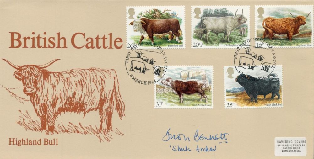 Lot 681: Judy Bennett Signed Havering FDC British Cattle -...
