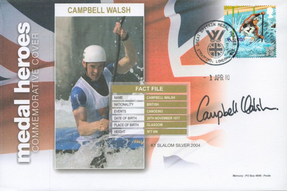Lot 686: Campbell Walsh Signed Mercury FDC Medal Heroes Commemorative...