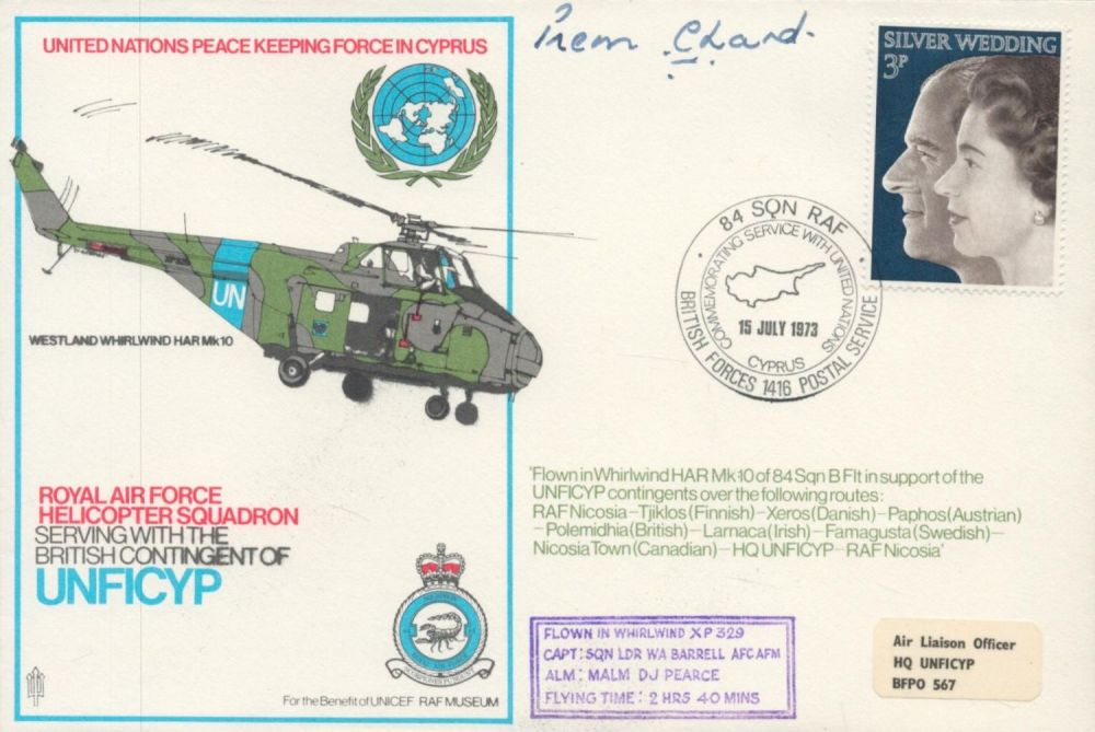 Lot 692: Major General Dewan Prem Chand Signed and Flown...