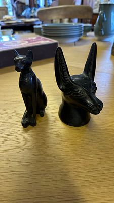 Egyptian soapstone figures. Egyptian soapstone cat figure
Egyptian soapstone Anubis figure