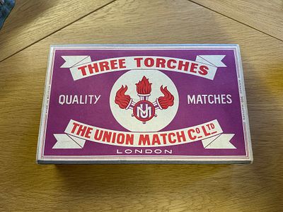 Large Advertising Box with matches. Three torches the union match Co Ltd - Large Advertising Box 