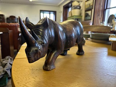 Large carved wooden Rhinoceros