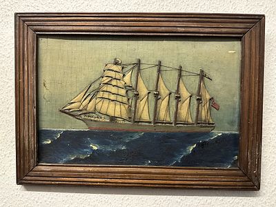 Diorama of Sailing Ship. Believed to be scratch built sailor made, early 20th C.