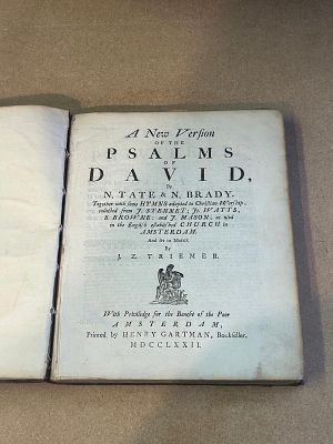 Psalms of David - Henry Gartman, , 1772. A New Version of the Psalms of David. Together with 
