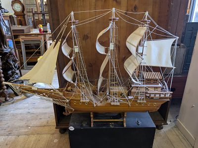 Large Handcrafted Ship Model. Perhaps a model of a famous historical ship it came from the Far 